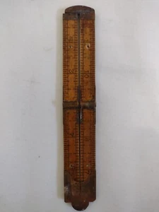 Vintage Stanley klappbares Lineal 12" #32 Buchsbaum Messing Zimmerei Holz Messschieber - Bild 1 von 12