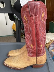 Justin AQHA Remuda Cowgirl Western Leather Boots Size 7 B Red Tan Festival USA - Picture 1 of 10