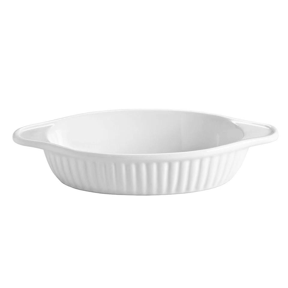 White Ceramic Small 21cm Oval Roasting Side Dish Pudding Cheese Oven Baking Tray - Image 1 of 1