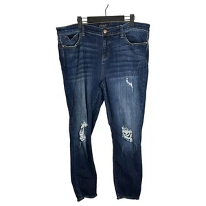 Jeans Judy blu skinny fit lavaggio scuro orlo grezzo effetto invecchiato taglia 2XL - Foto 1 di 6