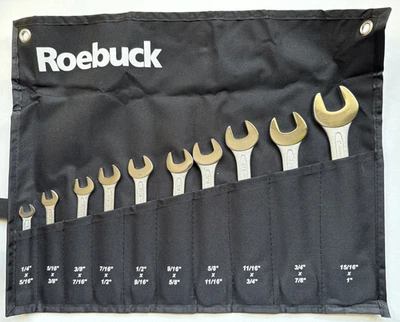 Imperial Spanner Set Roebuck - From 1/4" to 1" Set of 10 in Roll Chrome Vanadium - Image 1 of 4