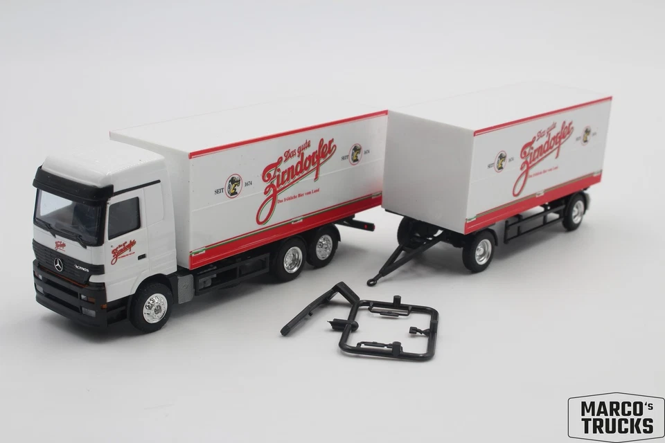 Albedo MB Actros MP1 LH box drawbar trailer truck "Zirndorfer Bier" 1:87 /AL1644 - Image 1 of 1