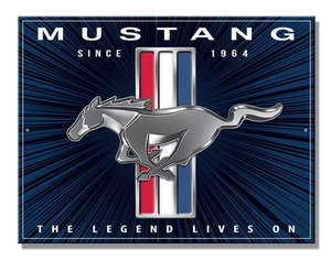 MUSTANG - THE LEGEND LIVES ON - TIN METAL SIGN - SINCE 1964 GARAGE MANCAVE ART - Picture 1 of 1