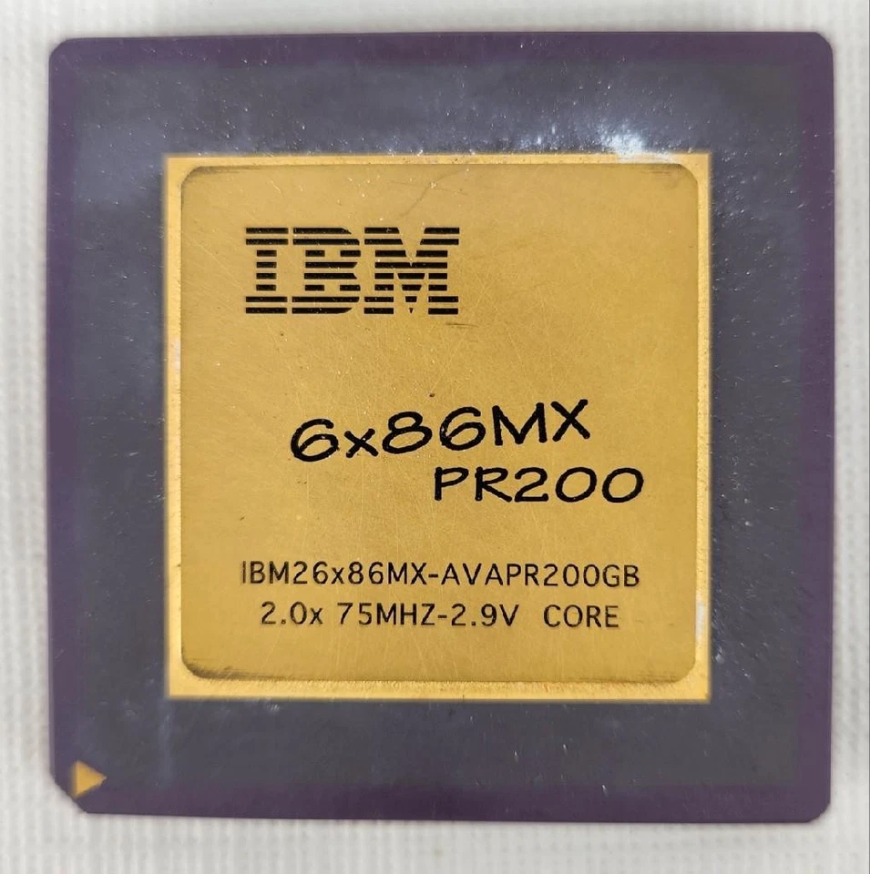 De colección CPU IBM 6x86MX-PR200 Procesador CPU Chip Goldcap 2.0x 75MHZ-2.9V Núcleo Foto 1 de 3