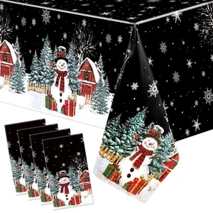 4 Piezas Mantel de Navidad 108 x 54 Pulgadas Mantel Desechable de Navidad Negro... - Imagen 1 de 6