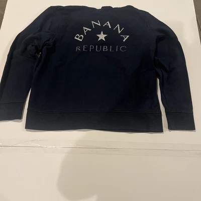 Moletom Banana Republic gola redonda preto logotipo design feminino grande - Imagem 1 de 4