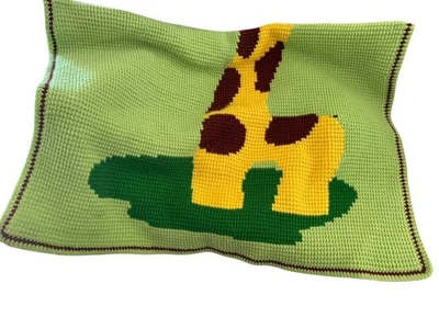 Ручной работы вязаный детский плед жираф животное гобелен дизайн 39 «X 49» - Изображение 1 из 4
