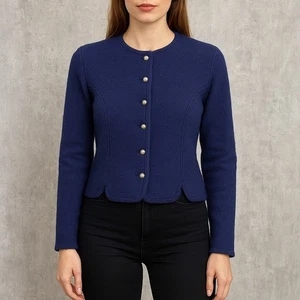 Vintage Lanz of California Wool Cardigan Jacket Navy Blue Size 36 Button Front - Picture 1 of 9