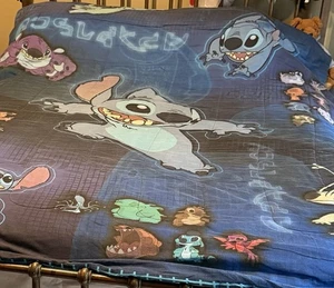 Vintage Disney Home Lilo & Stitch Twin Bettdecke 90er 63x86 Wende - Bild 1 von 9