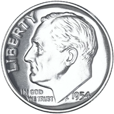 1954 (P) Roosevelt Dime Gem Proof 90% Silver See Pics F862 - Image 1 of 3