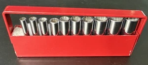 NOS VINTAGE WRIGHT TOOL 1/4” SAE DEEP 10pc SOCKET SET 12Pt CHROME 3/16” - 9/16” - Picture 1 of 24