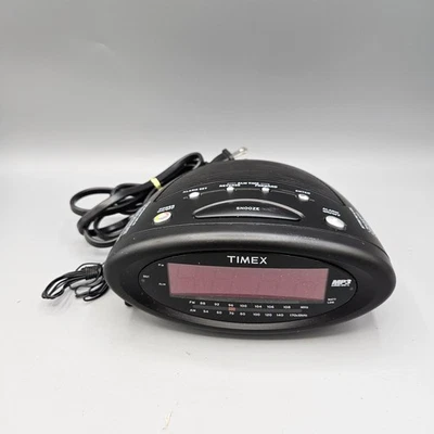 Timex T1201 Nature Sounds Clock Radio MP3 Line-IN Blk Red LED Auto DST Time Set - Image 1 of 4