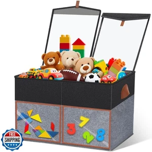 LVGOATH 1 Pack Large Toy Storage Box with Clear Lids Collapsible Toy Organize - Picture 1 of 5