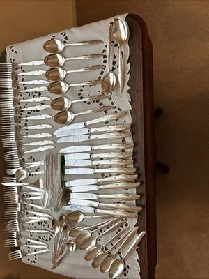 62 Piece Of Oneida/community Silver plate “ silver flower” flatware - Image 1 of 4