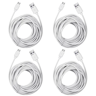 4-Pack 25Ft Security Camera Micro USB Extension Cable Compatible for Wyze Cam Pa - Image 1 of 4