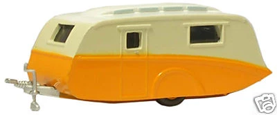 Oxford 76CV001 1950's Caravan Orange/Cream 1/76 Scale = 00 Gauge Tracked 48 Post - Image 1 of 4