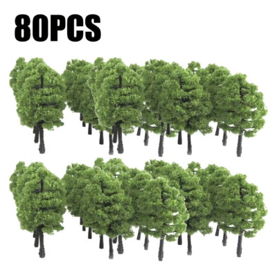 80Pc 3.5cm HO OO Scale Model Trees Train Railroad Layout Diorama Wargame Scenery - Image 1 of 4