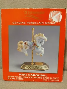 Westminster Pferd Sammlerstück Mini Karussell blau & gräulich Sattel mit Gussfuß - Bild 1 von 7