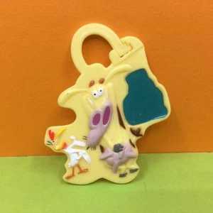 Vintage Kelloggs Cartoon Network Cow & Chicken Keychain Keyring Fob Bag Charm - Picture 1 of 2
