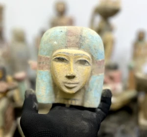 ALTE ÄGYPTISCHE HANDGEFERTIGTE MUMIE Maske geschnitzt Holz Ägyptischer Antik Stil (BC) - Bild 1 von 8