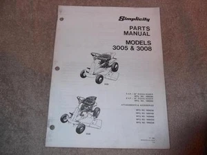 SIMPLICITY MODELS 3005 3008 MONTAR CÉSPED TRACTOR MANUAL DE PIEZAS  - Imagen 1 de 1