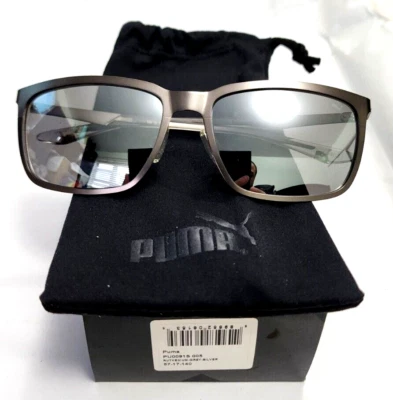 Gafas de sol cuadradas gris rutenio Puma PU0091S 005 57-17 140 nueva caja bolsa Foto 1 de 4