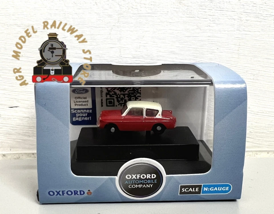 Oxford Diecast N105001 Ford Anglia 105E in red & cream - Image 1 of 1