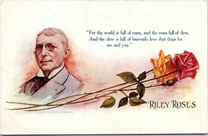 Postal de principios de 1900 sin publicar poema de James Whitcomb Riley ""Riley Roses - Imagen 1 de 2