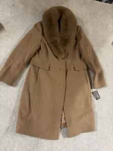 kate spade new york Women's Wool Blend Coat with Removable Faux Fur Collar Sz L - Picture 1 of 13