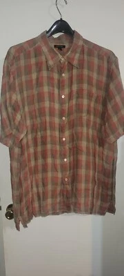 Camisa Martin Gordon Para Hombre 100% Lino Abotonada Talla XXL Cuadros Mangas Cortas Foto 1 de 4