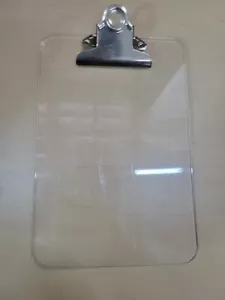 Business Source Clipboard Plastic w/Spring Clip 6"x9" Clear 01858 - Picture 1 of 3