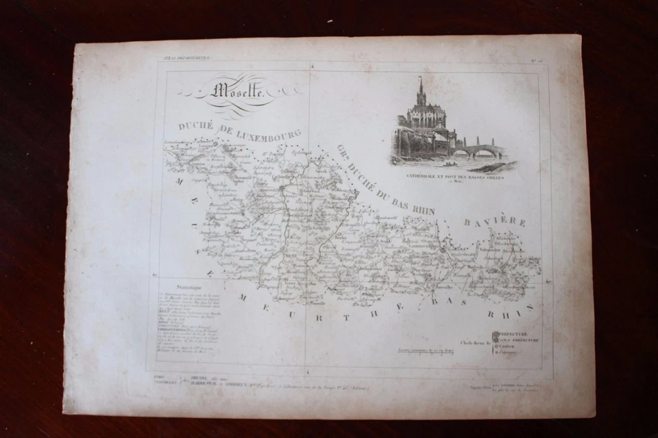✒ CARTE ca1830 département MOSELLE Metz Briey Thionville Sarreguemines - Photo 1/1