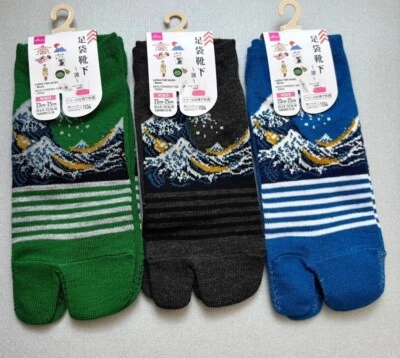 Daiso Calcetines Tabi Mujer Hechos en Japonés, Patrón Ondas, Juego de 3, Nuevos, 23-25cm Foto 1 de 4