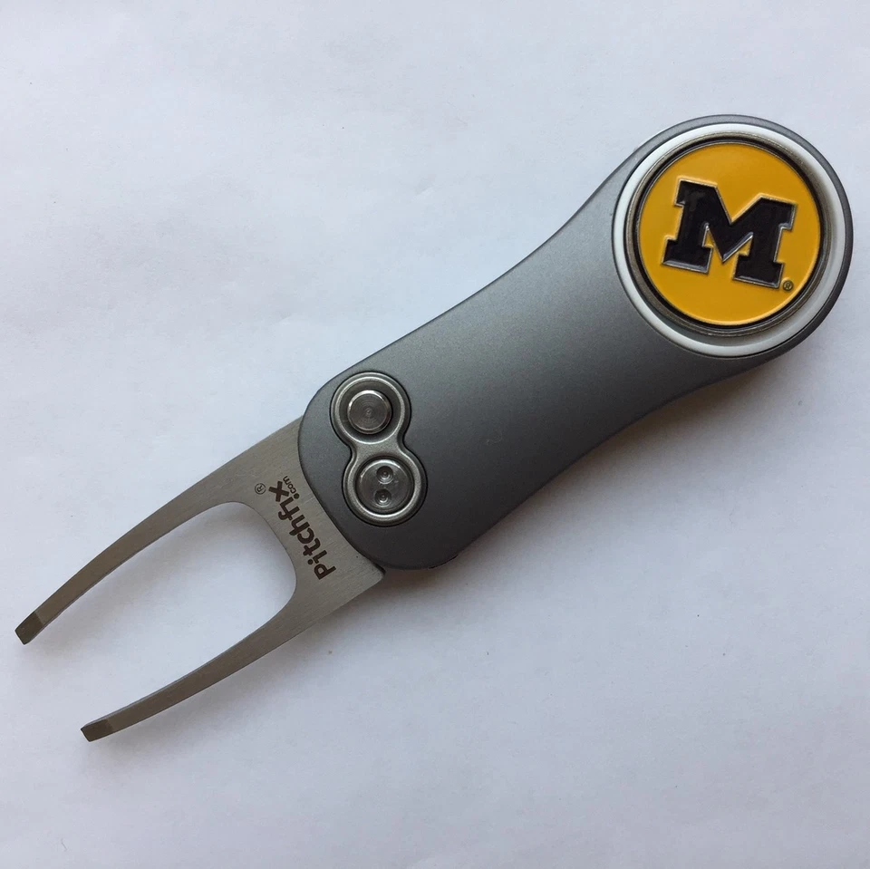 Michigan Wolverines Pitchfix 2.0 Switchblade Golf Divot Tool with Ball Marker