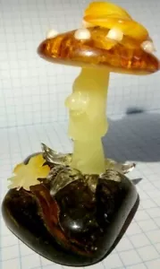 Amber Baltic stone Amanita Mushroom Forest wood DIY craft Handmade figurine 29 g - Picture 1 of 18