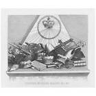 William Hogarth Crowns Mitres Maces Etc   Antique Print 1861