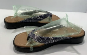 CATO Comfort Blue Paisley Slip-on Sandals size 9 - Picture 1 of 5
