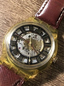 Rare Vintage Swiss Swatch Automatic Skeleton Watch AG 1995 Wristwatch Is Running - Picture 1 of 20