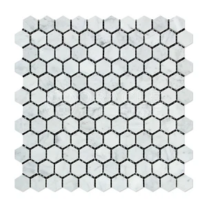 Carrara weiß italienisch (Bianco Carrara) Marmor 1 Zoll Sechseck Mosaikfliese - Bild 1 von 2