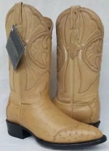Herren Sand Straußenhaut Echtleder Cowboystiefel Western Rodeo Kleid J Zehenpartie - Bild 1 von 5