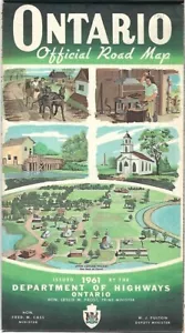 1961 ONTARIO offizielle Autobahn Straßenkarte Toronto Kanada Ottawa Hamilton Kitchener - Bild 1 von 4
