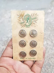 Vintage 6 Buttons Set Rolled Gold Mounted Coat Of Arms British War England BTN18 - Picture 1 of 3