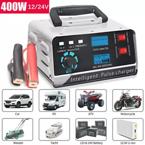 12V/24V Cargador de Batería Inteligente Coche Moto ATV Barco cargador de pulso - Imagen 1 de 13