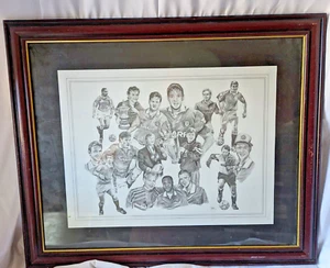 Man United Legends Double Winners Art/Pencil Drawing Signed By Vicki Free P+P - Picture 1 of 11