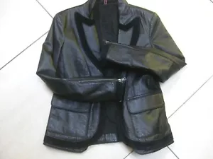 CHAQUETA DE CUERO 10 8 TUX DJ Blazer Solapa Ancha Novio Gamuza Steampunk DONNA - Imagen 1 de 11