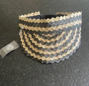 Vince Camuto Scallop Stripe Visor NATURAL/ BLACK - Picture 1 of 5