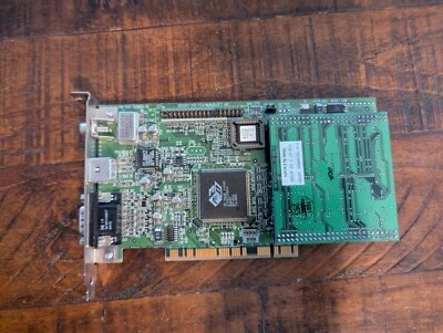 Vintage ATI 3D Rage IIC PCI Video Card 109-37900-10 w/ RAM Module – 1997 VGA - Image 1 of 2