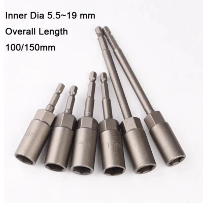 5.5-19mm ID Hex Socket Sleeve Drill Bits Adapter Electric Nut Driver Magnetic - Image 1 of 4