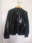 Chicos Sparkle Leather Hip Length Jacket Size 1 / 6-8 Nwot Black