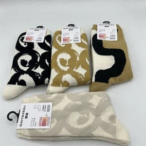 UNIQLO x Marimekko HEATTECH Socks Beige Black WOMEN 23-25cm Limited Collection - Picture 1 of 5